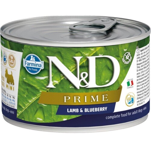 N&D Prime Mini Kuzu Etli ve Yaban Mersinli Yetişkin Köpek Konservesi 140 gr - 1