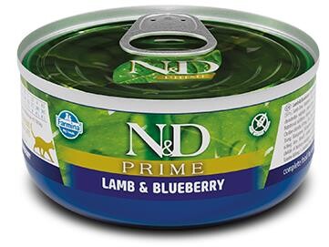 N&D Prime Tahılsız Kuzu Etli ve Yaban Mersinli Yetişkin Kedi Konservesi 70 gr - 1