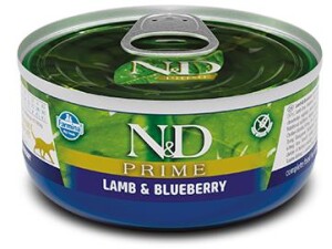 N&D Prime Tahılsız Kuzu Etli ve Yaban Mersinli Yetişkin Kedi Konservesi 70 gr - N&D