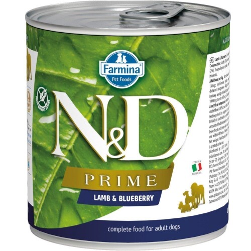 N&D Prime Tahılsız Kuzu Etli ve Yaban Mersinli Yetişkin Köpek Konservesi 285 gr - 1