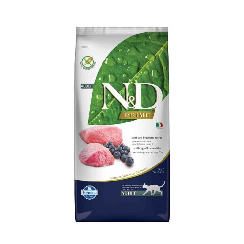 N&D Prime Tahılsız Kuzu Etli Yaban Mersinli Yetişkin Kedi Maması 5 kg - 1