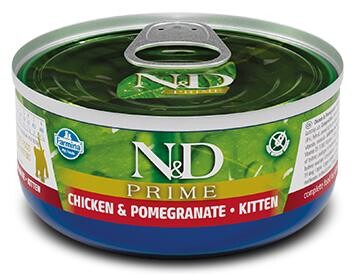 N&D Prime Tahılsız Tavuk ve Narlı Yavru Yaş Kedi Konservesi 80 gr - 1