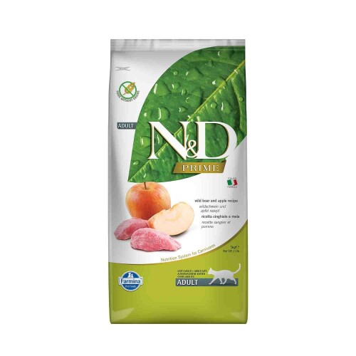 N&D Prime Tahılsız Yaban Domuzlu Elmalı Yetişkin Kedi Maması 5 kg - 1