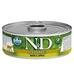 N&D Prime Tahılsız Yaban Domuzlu ve Elmalı Yetişkin Kedi Konservesi 80 gr - N&D