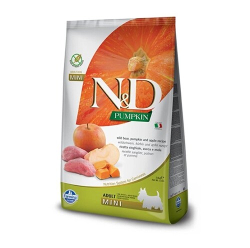 N&D Pumpkin Bal Kabaklı Yaban Domuz Etli ve Elmalı Tahılsız Küçük Irk Yetişkin Köpek Maması 7 Kg - 1