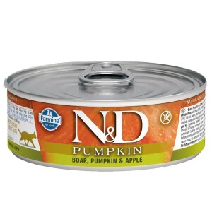 N&D Pumpkin Balkabaklı Tahılsız Domuzlu ve Elmalı Kedi Konservesi 80 gr - N&D