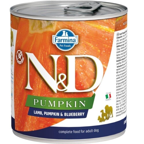 N&D Pumpkin Balkabaklı Tahılsız Kuzu Etli ve Yaban Mersinli Yetişkin Köpek Konservesi 285 gr - 1