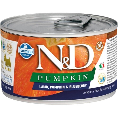 N&D Pumpkin Mini Balkabaklı Kuzu Etli ve Yaban Mersini Yetişkin Köpek Konservesi 140 gr - 1