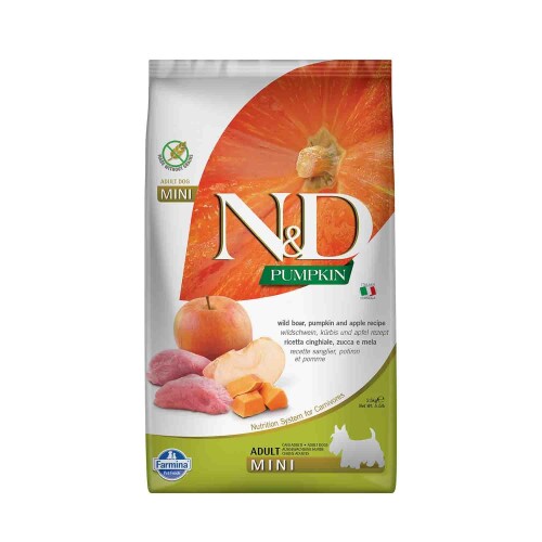 N&D Pumpkin Tahılsız Bal Kabaklı Yaban Domuzlu Elmalı Küçük Irk Yetişkin Köpek Maması 2,5 kg - 1