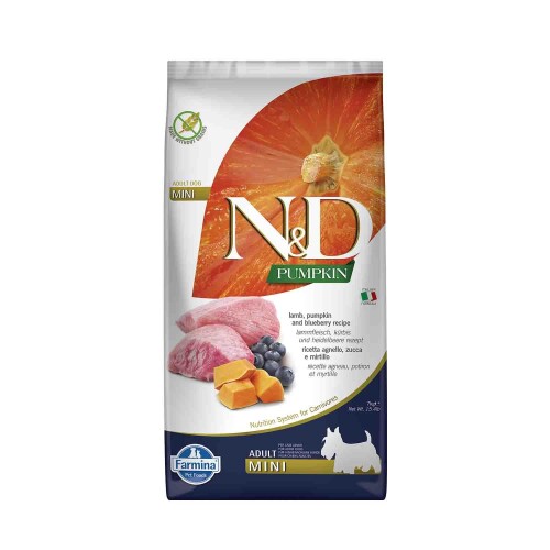N&D Pumpkin Tahılsız Balkabaklı Kuzu Etli Mini Irk Yetişkin Köpek Maması 7 kg - 1