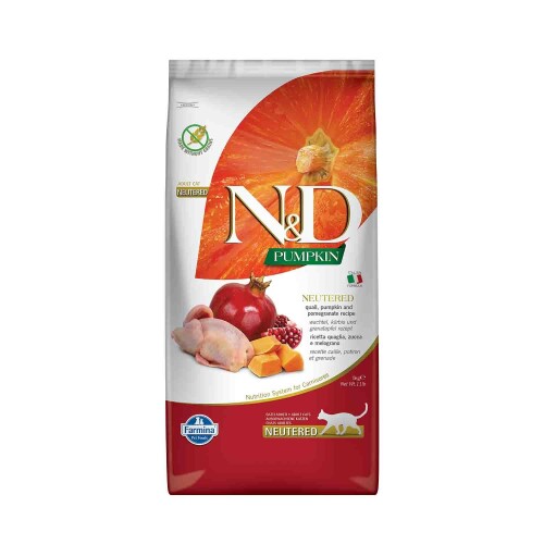 N&D Pumpkin Tahılsız Bıldırcın Etli Bal Kabaklı ve Narlı Kısırlaştırılmış Kedi Maması 5 kg - 1