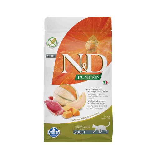 N&D Pumpkin Tahılsız Ördek Etli Bal Kabaklı ve Kavunlu Yetişkin Kedi Maması 1,5 kg - 1