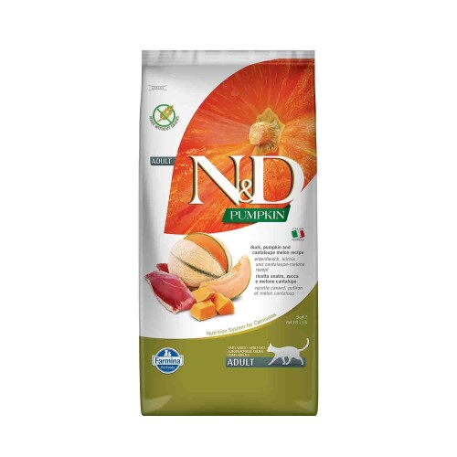 N&D Pumpkin Tahılsız Ördek Etli Bal Kabaklı ve Kavunlu Yetişkin Kedi Maması 5 kg - 1