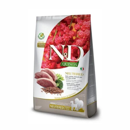 N&D Quinoa İdrar Yolları Destekleyici Ördek Brokoli ve Kinoalı Kısırlaştırılmış Orta ve Büyük Irk Yetişkin Köpek Maması 12 Kg - 1