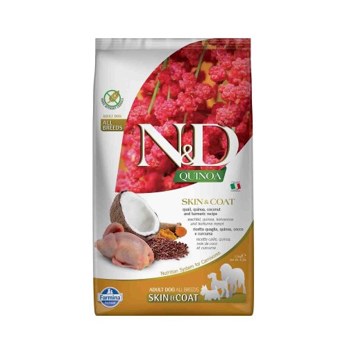 N&D Quinoa Skin & Coat Bıldırcın Etli Kinoalı Hindistan Cevizli Yetişkin Köpek Maması 2,5 kg - 1