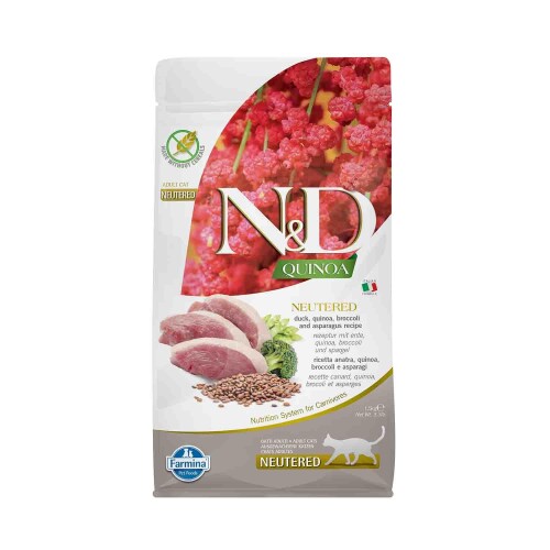 N&D Quinoa Tahılsız Ördek ve Kuşkonmazlı Kısırlaştırılmış Yetişkin Kedi Maması 1,5 kg - 1