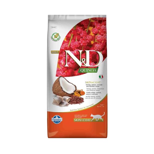 N&D Quinoa Tahılsız Skin & Coat Ringa Balıklı Yetişkin Kedi Maması 5 kg - 1