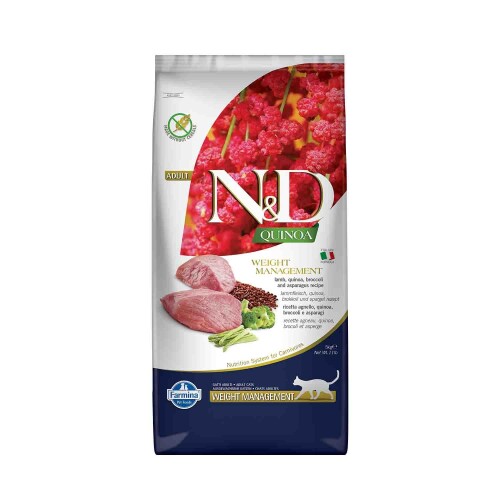 N&D Quinoa Weight Kilolu Kediler İçin Light Kuzu Etli Yetişkin Kedi Maması 5 kg - 1