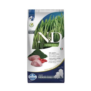 N&D Spirulina Takviyeli Tahılsız Kuzu Etli Orta ve Büyük Irk Yavru Köpek Maması 7 kg - N&D