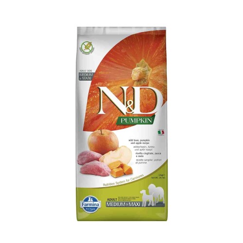 N&D Tahılsız Balkabaklı Yaban Domuzlu Medium Maxi Yetişkin Köpek Maması 12 kg - 1