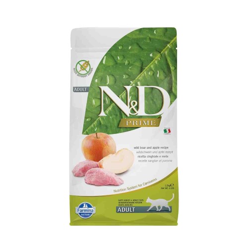 N&D Tahılsız Yaban Domuzlu Elmalı Kedi Maması 1,5 kg - 1