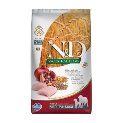 N&D Düşük Tahıllı Tavuklu ve Narlı Orta ve Büyük Irk Yetişkin Köpek Maması 12 kg - 1