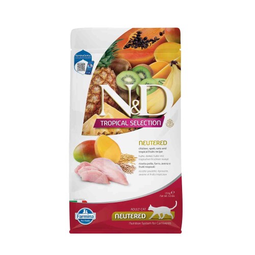 N&D Tropical Selection Düşük Tahıllı Tavuklu ve Tropikal Meyveli Kısırlaştırılmış Kedi Maması 1,5 kg - 1
