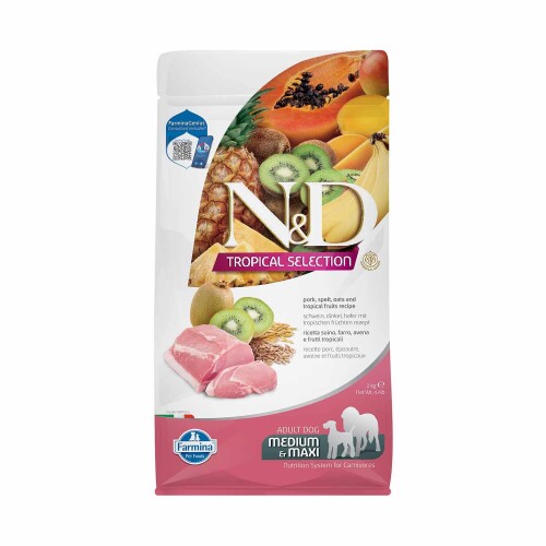 N&D Tropical Selection Düşük Tahıllı Domuz Etli ve Tropikal Meyveli Orta ve Büyük Irk Yetişkin Köpek Maması 2 kg - 1