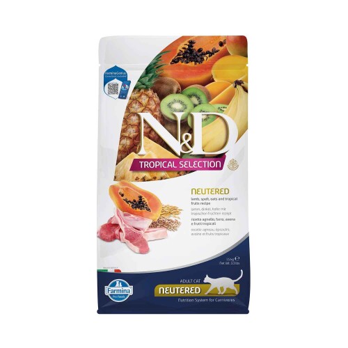 N&D Tropical Selection Düşük Tahıllı Kuzu Etli ve Tropikal Meyveli Kısırlaştırılmış Kedi Maması 1,5 kg - 1