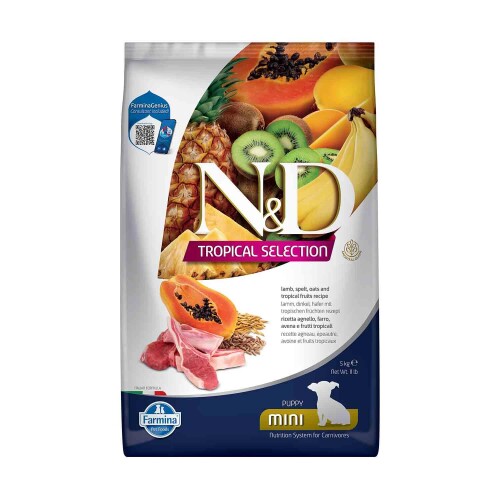 N&D Tropical Selection Düşük Tahıllı Kuzu Etli ve Tropikal Meyveli Küçük Irk Yavru Köpek Maması 5 kg - 1