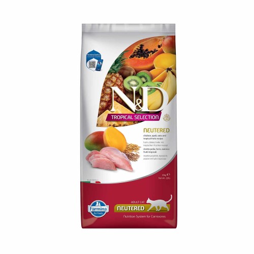 N&D Tropical Selection Düşük Tahıllı Tavuklu ve Tropikal Meyveli Kısırlaştırılmış Kedi Maması 10 kg - 1
