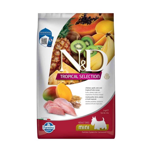 N&D Tropical Selection Tavuklu ve Tropikal Meyveli Küçük Irk Yetişkin Köpek Maması 5 kg - 1