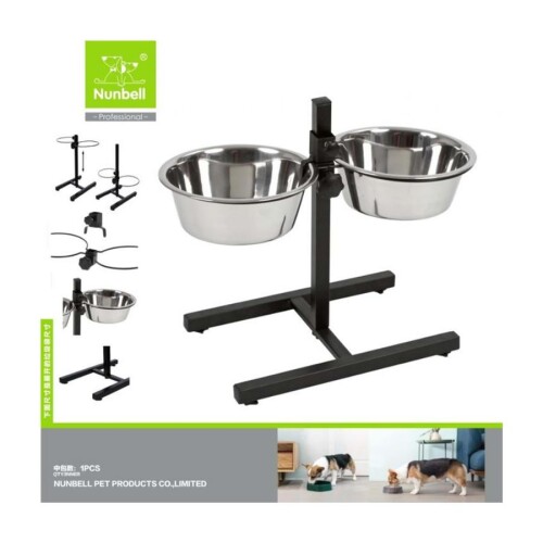 Nunbell Ayaklı İkili Çelik Mama Kabı 20 Cm - 1
