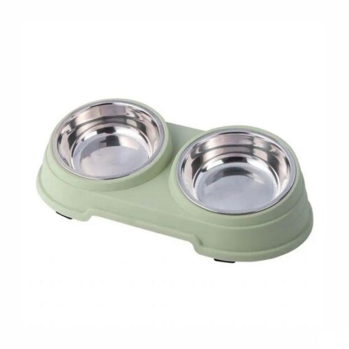 Nunbell Melamin Çelik Kedi ve Köpek Mama Kabı İkili 0.4 ml - 2