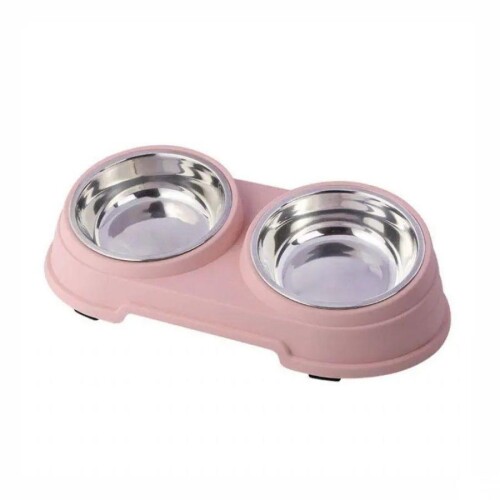 Nunbell Melamin Çelik Kedi ve Köpek Mama Kabı İkili 0.4 ml