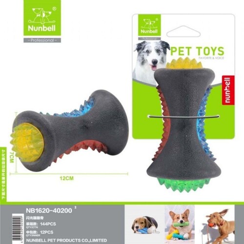 Nunbell Plastik Işıklı Kemik Köpek Oyuncağı 12 cm - 1