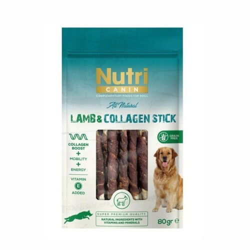 Nutri Canin Collagen Stick Kuzu Eti Sargılı Kemik Köpek Ödülü 80 gr - 1