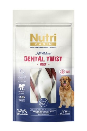 Nutri Canin Dental Twist Biftekli Diş Sağlığı Köpek Ödülü 120 Gr - 1