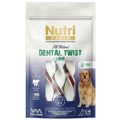 Nutri Canin Dental Twist Kuzu Etli Diş Sağlığı Köpek Ödülü 80 Gr - 1