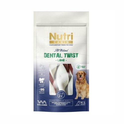 Nutri Canin Dental Twist Kuzu Etli Diş Sağlığı Köpek Ödülü 120 Gr - 1