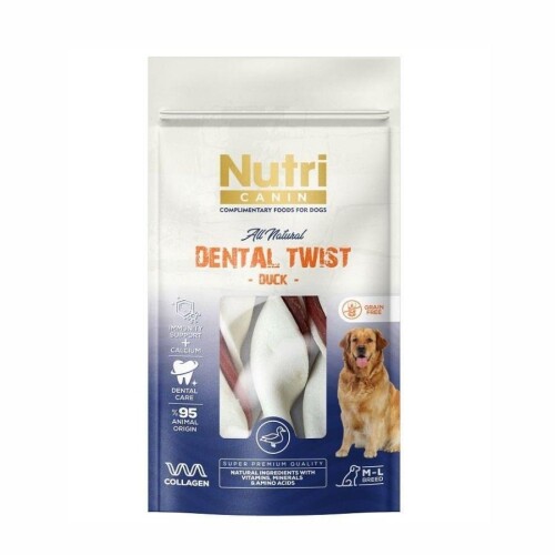 Nutri Canin Dental Twist Ördekli Diş Sağlığı Köpek Ödülü 120 Gr - 1