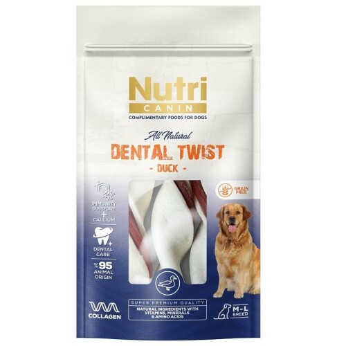 Nutri Canin Dental Twist Ördekli Diş Sağlığı Köpek Ödülü 80 Gr - 1