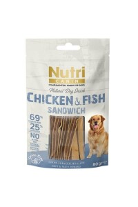 Nutri Canin Tahılsız Tavuklu Ve Balıklı Sandviç Köpek Ödülü 80 Gr - Nutri Canin