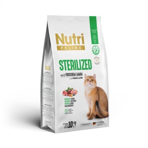 Nutri Feline Kuzulu Tahılsız Kısırlaştırılmış Yetişkin Kedi Maması 10 kg - 1