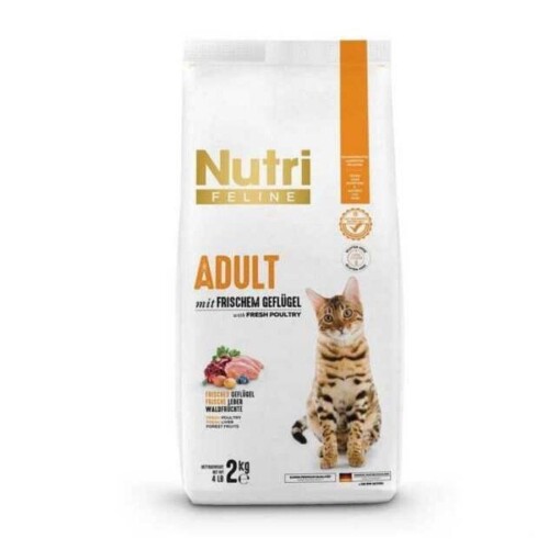 Nutri Feline Nutri Glutensiz Kümes Hayvanlı Düşük Tahıllı Yetişkin Kedi Maması 2 kg - 1
