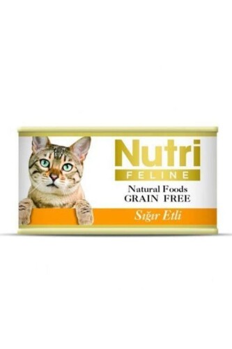Nutri Feline Sığır Etli Tahılsız Yetişkin Kedi Konservesi 85 Gr - 1