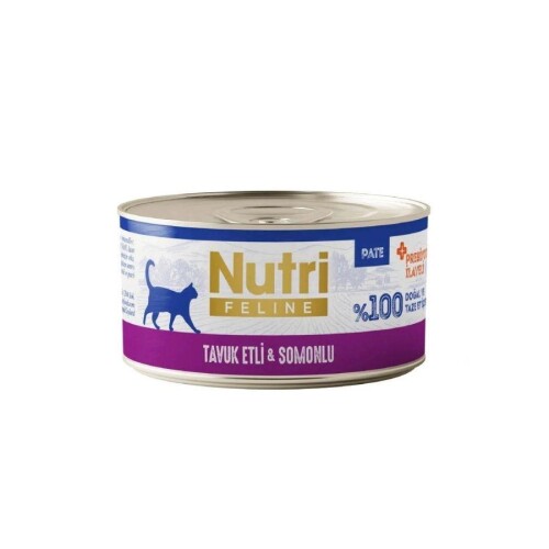 Nutri Feline Tavuk Etli ve Somonlu Tahılsız Yetişkin Kedi Konservesi 70 gr - 1