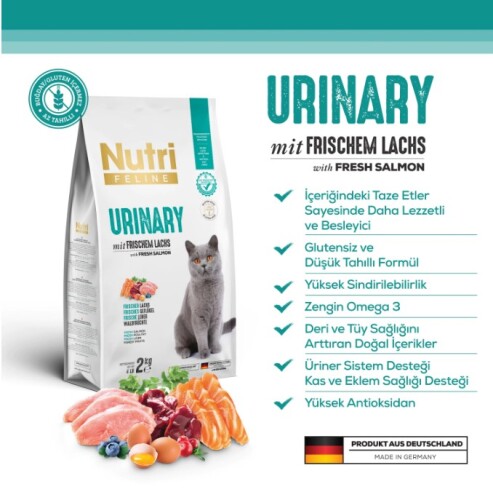 Nutri Feline Urinary Böbrek Sağlığı Destekleyici Somonlu Düşük Tahıllı Yetişkin Kedi Maması 2 Kg - 2