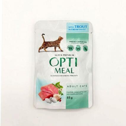 Optimeal Alabalıklı Krema Soslu Yetişkin Kedi Yaş Maması 85 gr - 1