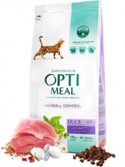 Optimeal Hairball Kontrol Ördekli Yetişkin Kedi Maması 10 kg - 1